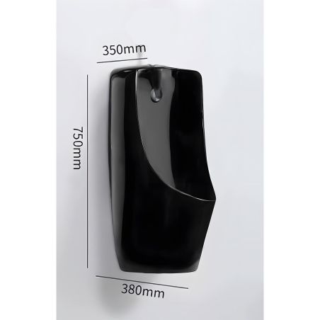 Urinal mit integriertem Sensor, Wand- oder Bodenablauf, 35x38x76 cm, Glänzend Schwarz, Lavino