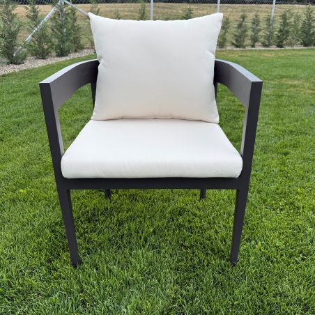 Möbelset für 4 Personen, Garten oder Terrasse, Aluminium, runder Tisch und 4 Stühle, 100% Olefin-Gewebe, Costa Rica