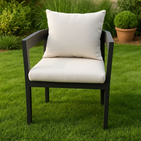 Möbelset für 4 Personen, Garten oder Terrasse, Aluminium, runder Tisch und 4 Stühle, 100% Olefin-Gewebe, Costa Rica
