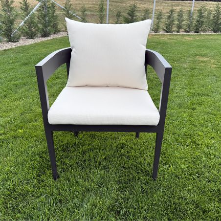 Möbelset für 4 Personen, Garten oder Terrasse, Aluminium, runder Tisch und 4 Stühle, 100% Olefin-Gewebe, Costa Rica