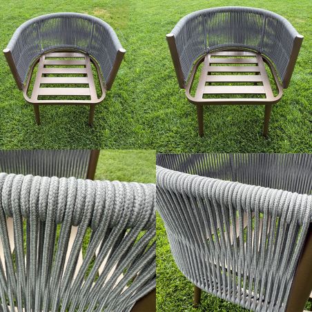 Möbelset für 8 Personen, Garten oder Terrasse, Aluminium, robuster Tisch 214x100 cm + 8 Stühle mit Seilgeflecht, Nova Luxe