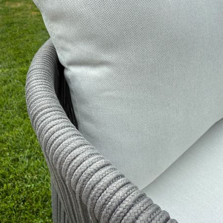 Möbelset für 8 Personen, Garten oder Terrasse, Aluminium, robuster Tisch 214x100 cm + 8 Stühle mit Seilgeflecht, Nova Luxe