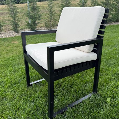 Möbelset für 6 Personen, Garten oder Terrasse, Aluminium, Tisch 213x100 cm + 6 Stühle, 100% Olefin-Gewebe, Mykonos