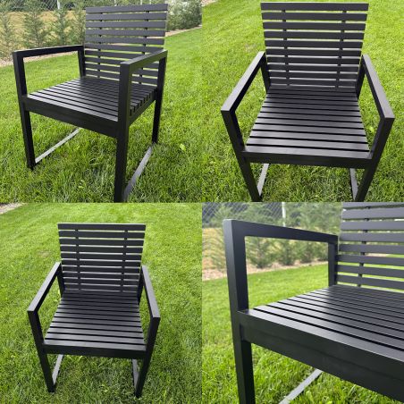 Möbelset für 6 Personen, Garten oder Terrasse, Aluminium, Tisch 213x100 cm + 6 Stühle, 100% Olefin-Gewebe, Mykonos