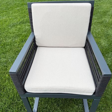 Möbelset für 8 Personen, Garten oder Terrasse, Tisch 240x100 cm + 8 Stühle, Aluminium, Seilgeflecht, Capri