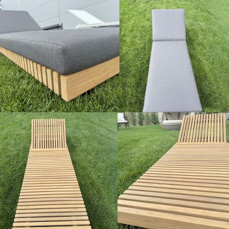 Strandliege, Gestell aus Teakholz, höhenverstellbar, 201x70x28, 100% wasserdichtes Olefin, Aria