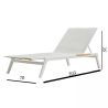Strandliege aus Aluminium und Teakholz, höhenverstellbar, 203x70x35 cm, UV-beständiges Texlin-Gewebe, Weiß, Horizon
