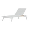 Strandliege aus Aluminium und Teakholz, höhenverstellbar, 203x70x35 cm, UV-beständiges Texlin-Gewebe, Weiß, Horizon