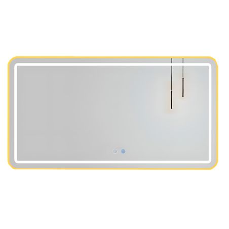 LED-Spiegel, goldener Rahmen, Anti-Beschlag, Touch-Taste, 3 Lichtfarben, Einstellbare Helligkeit, 60-70x80-150 cm, Feliz