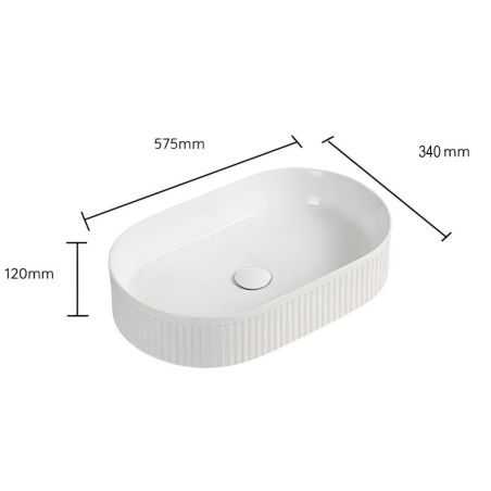 Waschbecken Eliza, Glänzend Weiß, Sanitärkeramik, 57x34 cm, Aufsatzmontage