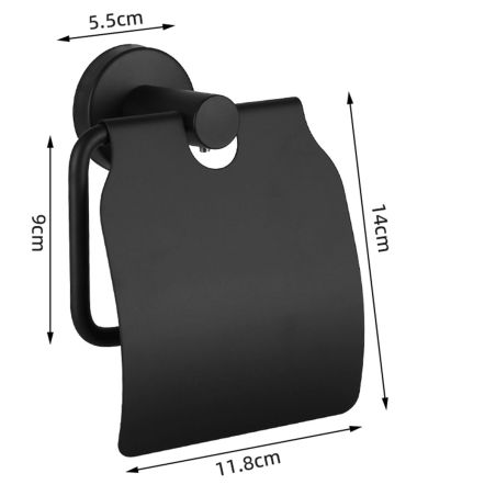 Toilettenpapierhalter mit Klappe, Mattschwarz, Stahl, modernes Design, Velvet