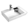 Waschbecken Fiorenzo, Sanitärkeramik, 67x45 cm, Hahnloch, versteckter chromfarbener Abfluss, Aufsatz- oder Wandmontage