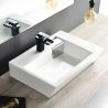 Waschbecken Fiorenzo, Sanitärkeramik, 67x45 cm, Hahnloch, versteckter chromfarbener Abfluss, Aufsatz- oder Wandmontage