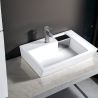 Waschbecken Fiorenzo, Sanitärkeramik, 67x45 cm, Hahnloch, versteckter chromfarbener Abfluss, Aufsatz- oder Wandmontage