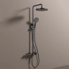 Duschsystem, Wasserfall-Badewannenauslauf, 3 Funktionen, Ablage, Wandmontage, Mattschwarz, Divina