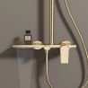 Duschsystem, Wasserfall-Badewannenauslauf, 3 Funktionen, Ablage, Wandmontage, Mattgold, Divina