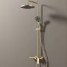 Duschsystem, Wasserfall-Badewannenauslauf, 3 Funktionen, Ablage, Wandmontage, Mattgold, Divina