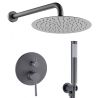 Duschsystem, Gun Grey, 2 Funktionen, Stahl, Einbau-Einhebelarmatur, Fino