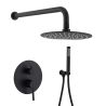 Duschsystem, Mattschwarz, 2 Funktionen, Stahl, Einbau-Einhebelarmatur, Fino