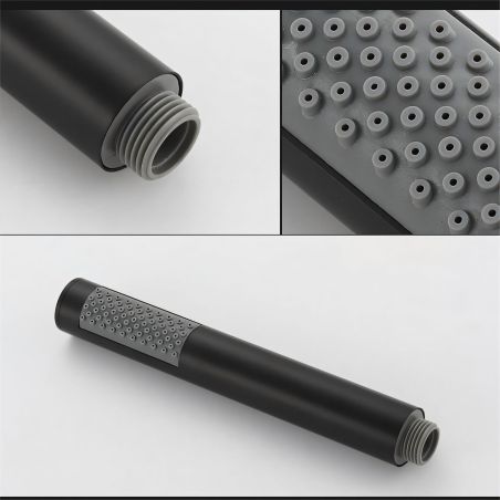 Duschsystem, Mattschwarz, 2 Funktionen, Stahl, Einbau-Einhebelarmatur, Fino