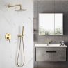 Duschsystem, Mattgold, 2 Funktionen, Stahl, Einbau-Einhebelarmatur, Fino
