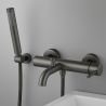 Badewannenarmatur, Wandmontage, Stahl, Handbrause, Gun Grey, Fino