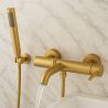 Badewannenarmatur, Wandmontage, Stahl, Handbrause, Mattgold, Fino