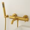 Badewannenarmatur, Wandmontage, Stahl, Handbrause, Mattgold, Fino