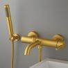 Badewannenarmatur, Wandmontage, Stahl, Handbrause, Mattgold, Fino