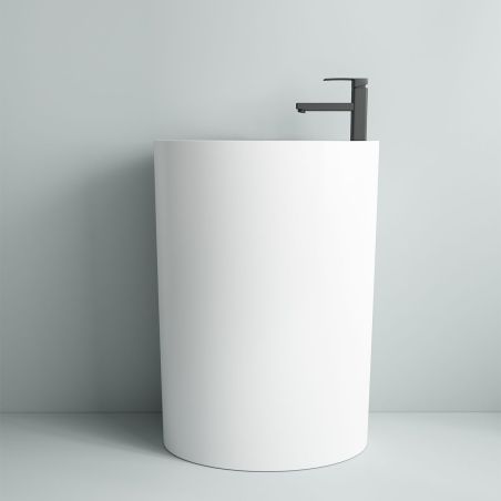 Standwaschbecken, freistehend, glänzend Weiß, 61x39x85 cm, mit Armaturenloch, Imperia