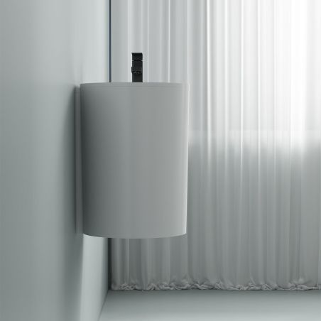 Waschbecken, wandhängend, glänzend Weiß, 50x28 cm, mit Armaturenloch, Siena