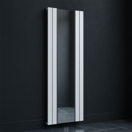 Dekorativer Heizkörper aus Stahl mit Spiegel, Weiß, 4 Elemente, 593 W, 180x60 cm, Malvina