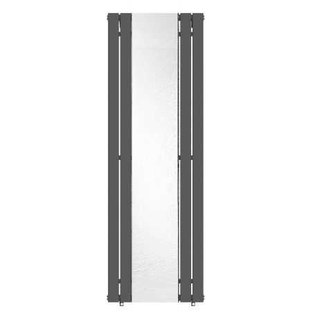 Dekorativer Heizkörper aus Stahl mit Spiegel, Anthrazit, 4 Elemente, 593 W, 180x60 cm, Malvina