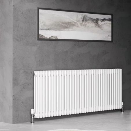 Horizontaler Stahlheizkörper, 119x60 cm, 26 Elemente, 1225 W, Weiß, Albion