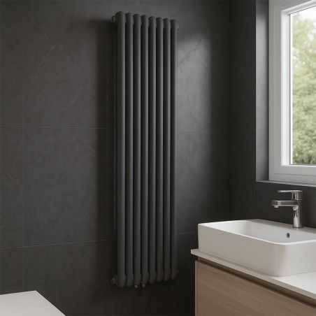 Verticaler Stahlheizkörper, 188x44 cm, 7 Elemente, 2960 W, Anthrazit, Eleganza