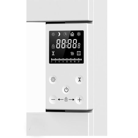 Elektrischer Handtuchheizkörper, 500 W, 230 V, Weiß, 3 Stufen, Digitalthermostat, 6 Programme, 8 Elemente, 105x55 cm, Reina