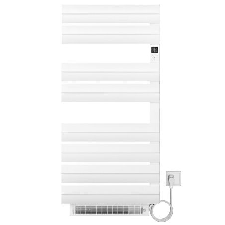 Elektrischer Handtuchheizkörper, 1500 W, 230 V, Weiß, 3 Stufen, Lüfter, Thermostat, 6 Programme, 8 Elemente, 105x55 cm, Reina