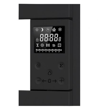 Elektrischer Handtuchheizkörper, 1500 W, 230 V, Schwarz, 3 Stufen, Lüfter, Thermostat, 6 Programme, 8 Elemente, 105x55, Reina