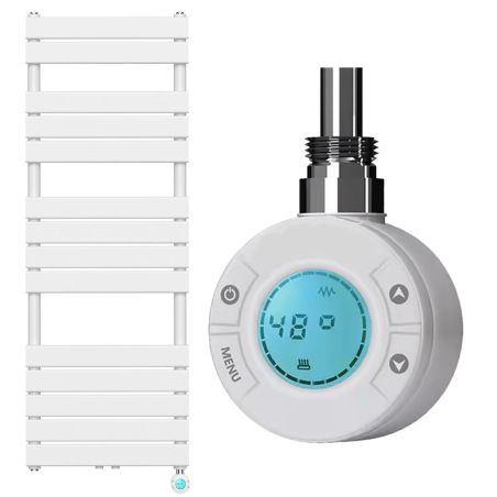 Elektrischer Heizkörper mit LCD-Thermostat, Wochenprogrammierung, Timer, Handtuchhalter, 120-140-160x50 cm, Weiß, Nadir Elektrischer Heizkörper mit LCD-Thermostat, Wochenprogrammierung, Timer, Handtuchhalter, 120-140-160x50 cm, Weiß, Nadir