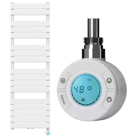 Elektrischer Heizkörper mit LCD-Thermostat, Wochenprogrammierung, Timer, Handtuchhalter, 120-140-160x50 cm, Weiß, Nadir Elektrischer Heizkörper mit LCD-Thermostat, Wochenprogrammierung, Timer, Handtuchhalter, 120-140-160x50 cm, Weiß, Nadir