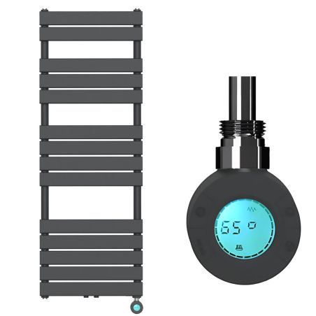 Elektrischer Heizkörper mit LCD-Thermostat, Wochenprogrammierung, Timer, Handtuchhalter, 120-140-160x50 cm, Anthrazit, Nadir