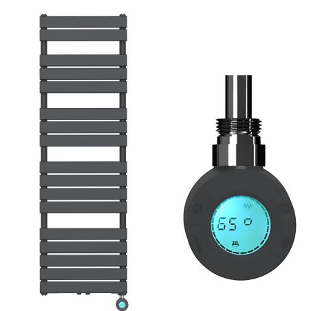 Elektrischer Heizkörper mit LCD-Thermostat, Wochenprogrammierung, Timer, Handtuchhalter, 120-140-160x50 cm, Anthrazit, Nadir