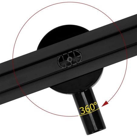 Slim-Duschrinne, Siphon 360°, Größen: 60 oder 80 cm, Edelstahl SS304, Mattschwarz, Rivela