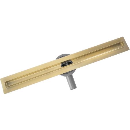 Slim-Duschrinne, Siphon 360°, Größen: 60 oder 80 cm, Edelstahl SS304, Mattgold, Rivela