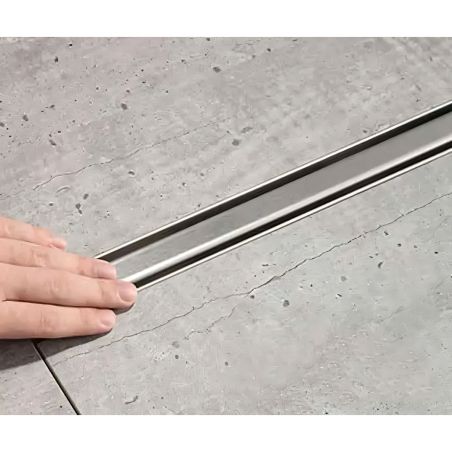 Slim-Duschrinne, Siphon 360°, Größen: 60 oder 80 cm, Edelstahl SS304, Chrom, Rivela