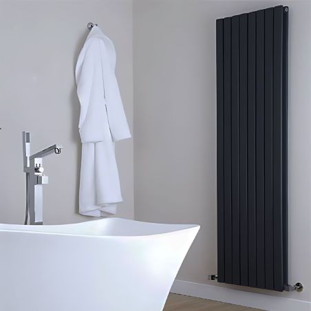 Doppel-Vertikalheizkörper, Stahl, Mattschwarz, Größe: 180x61 cm, Kalifa