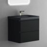 Badezimmermöbel aus MDF mit Mineralguss-Waschbecken, Schubladentrennern, Soft-Close-System, 60x42x55 cm, Mattschwarz, Verona