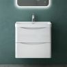 Badezimmermöbel, lackiertes MDF, Komposit-Waschbecken, Schubladentrenner, Soft-Close, 60/90 cm, Weiß Hochglanz, Trieste