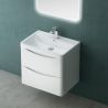 Badezimmermöbel, lackiertes MDF, Komposit-Waschbecken, Schubladentrenner, Soft-Close, 60/90 cm, Weiß Hochglanz, Trieste