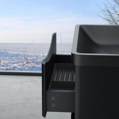 Badezimmermöbel, MDF mit Mineralguss-Waschbecken, Schubladentrennern, Soft-Close-System, 60 oder 90 cm, Mattschwarz, Trieste